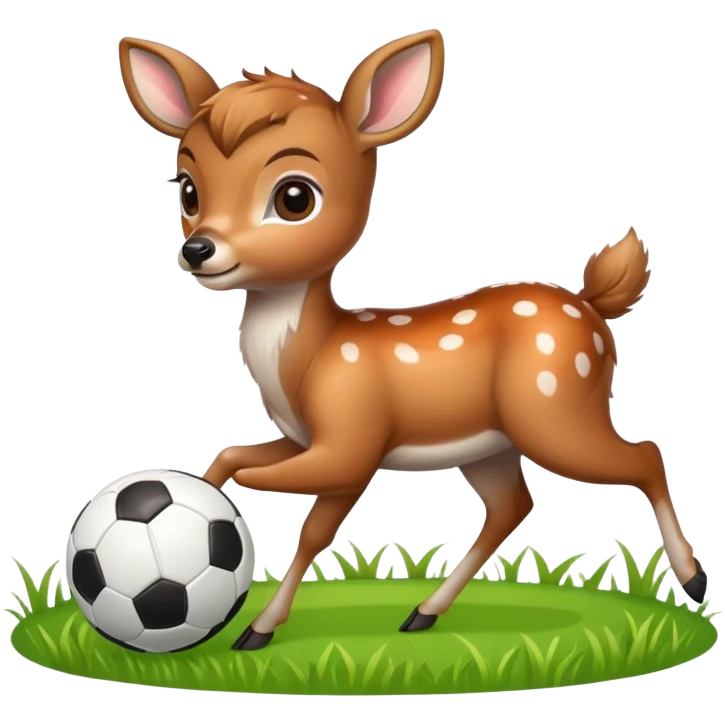 Baby deer playing soccer emoji