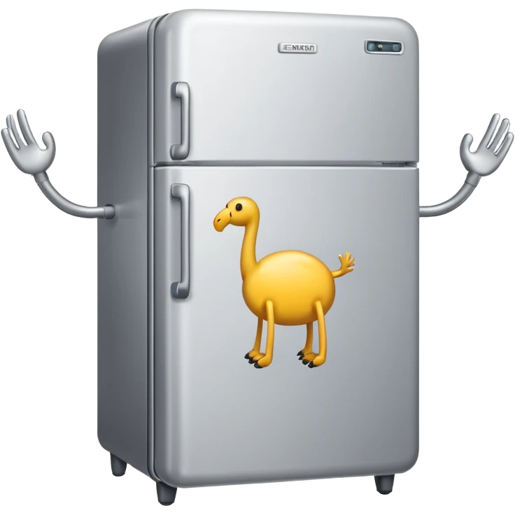 A fridge with arms and legs emoji