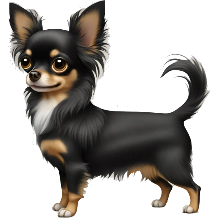 Black dapple coated long haired chihuahua  emoji