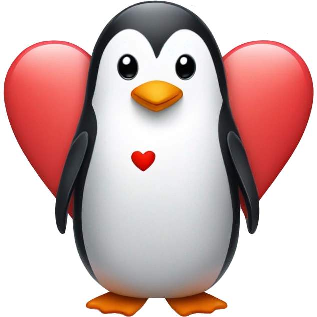 Sweet penguin wearing a heart board emoji