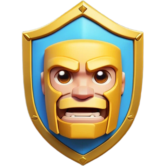 Clash of Clans aesthetic: Cinematic Playful Pixel 3D Shield Portrait Emoji, rendered in a 3D vector-style similar to standard emojis with minimal shading and bold, simplified shapes. A compact, distinct form with signature details, softly glowing with a pixelated adventure charm. Simplified yet unmistakably iconic, highly detailed and consistent, glowing with a soft radiance and high shine. Stylized with a touch of classic pixel-art charm and a soft glowing outline, capturing the essence of a beloved gaming relic with a friendly, playful manner! emoji