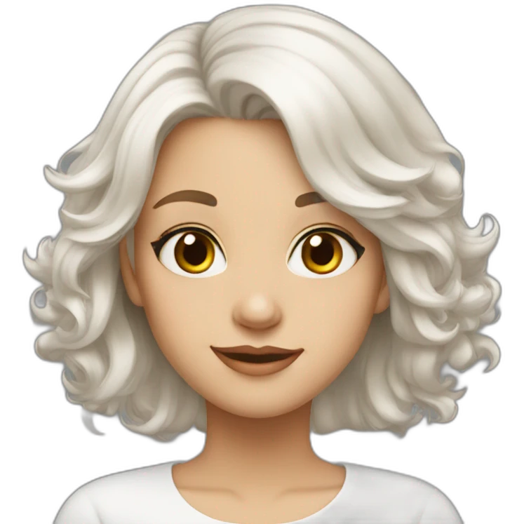 Girl medium length white hair, hazel eyes emoji