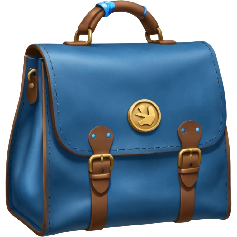 blue coins inside a brown bag  emoji