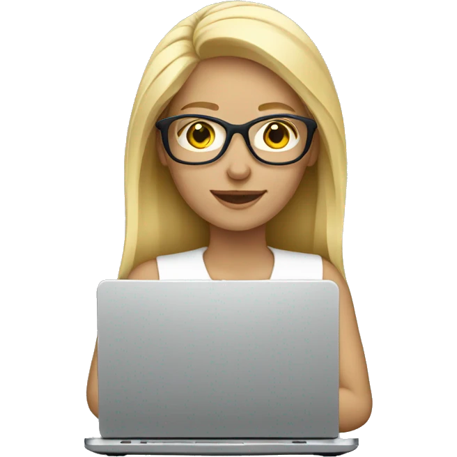 blond women with eyewear and laptop  emoji
