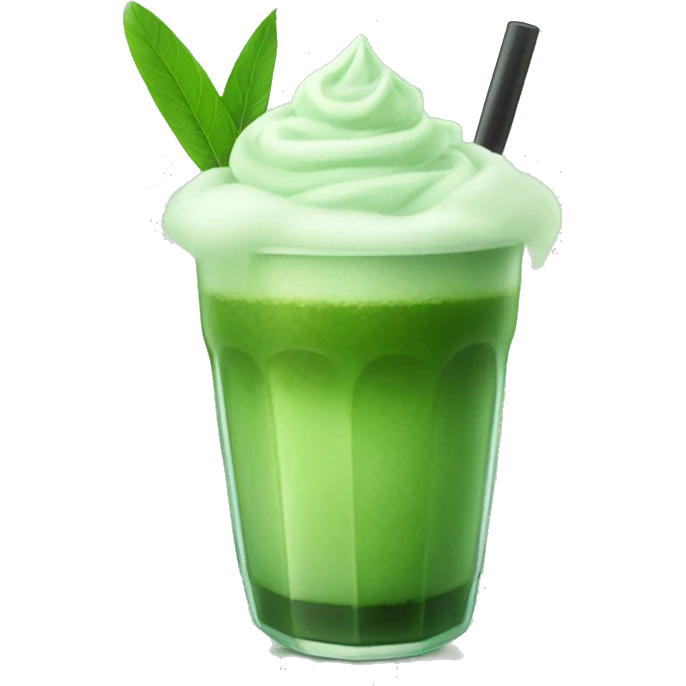 iced matcha with froth in cup emoji