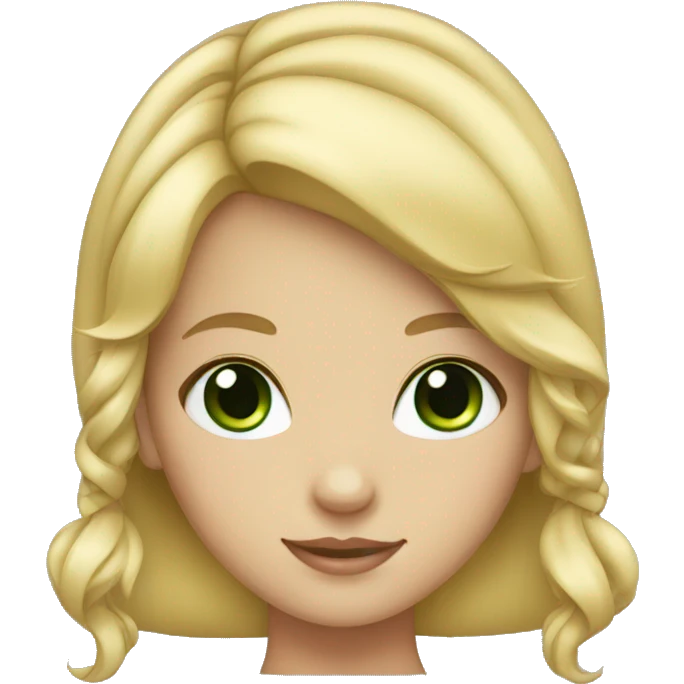Girl with blonde hair bow and green eyes emoji