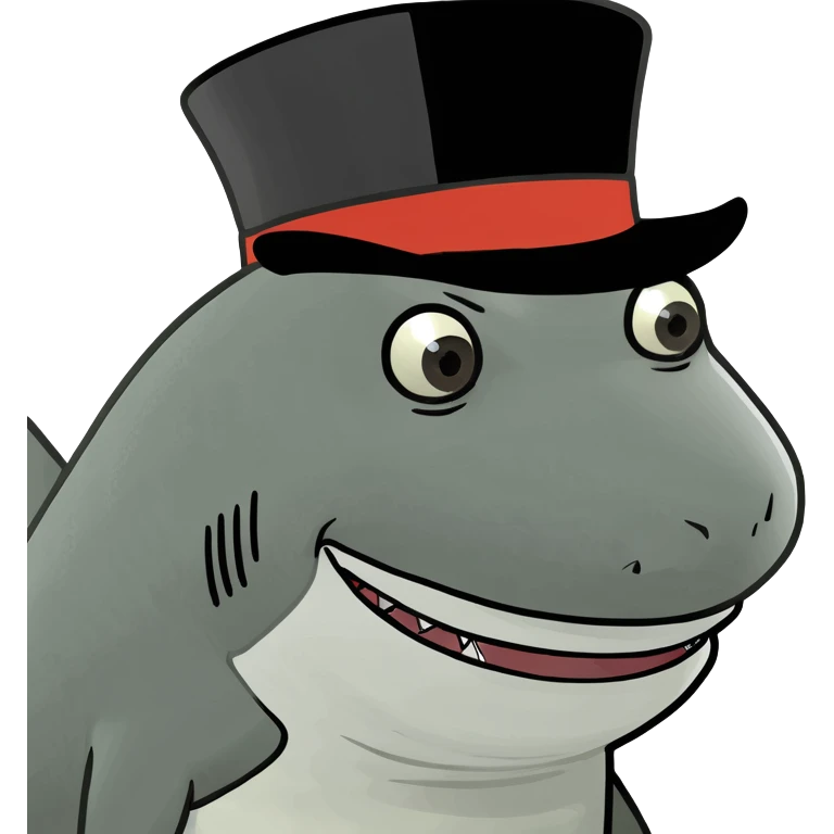 Shark with a top hat emoji