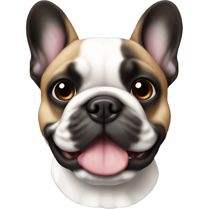 A French bulldog with black brown and white fur emoji