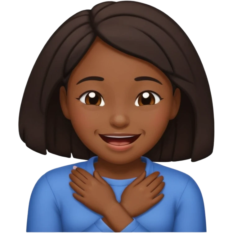 Black girl smiling eyes closed while choking herself  emoji