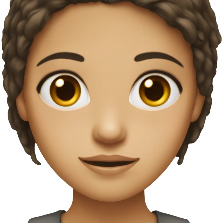 A girl with dark brown hair a hazel eyes  emoji