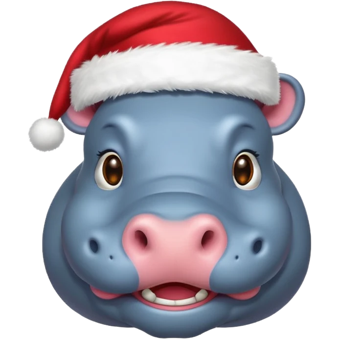 hippo wearing santa hat emoji