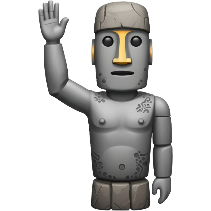 Un moai con una deja levantada emoji