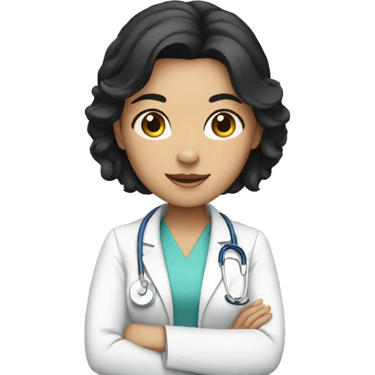 Female doctor with black hair and tiara emoji