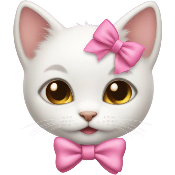 cute baby cat with a pink bow on the side  emoji