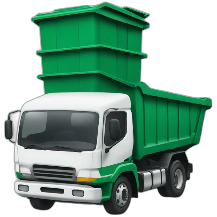 Camión recogida de basura de color blanco y verde emoji