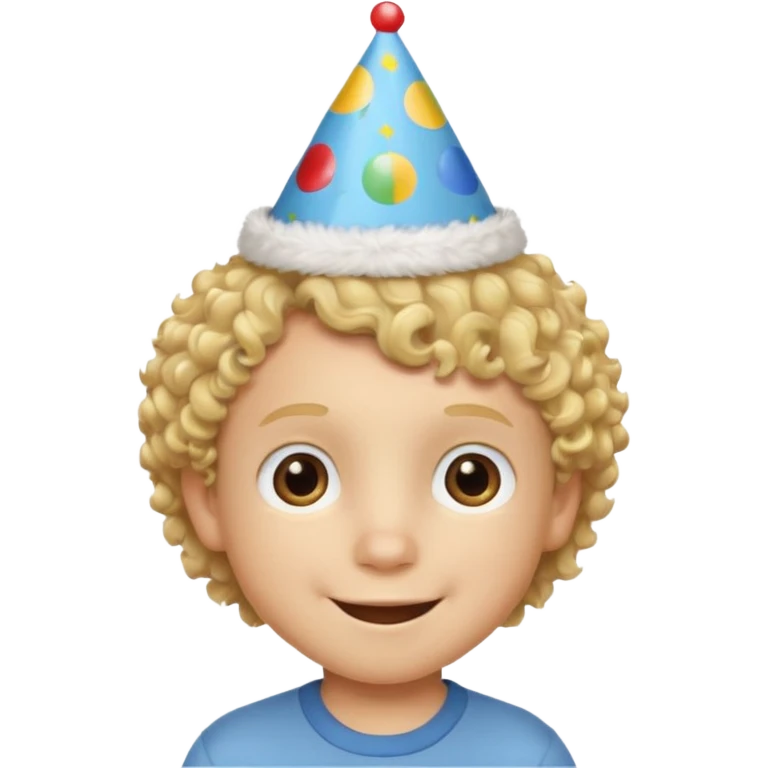 a little boy with birthday hat, blond curly hair















 emoji