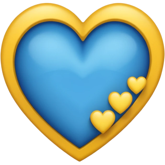 Corazón azul oscuro y amarillo juntos degradado mitad y mitad emoji