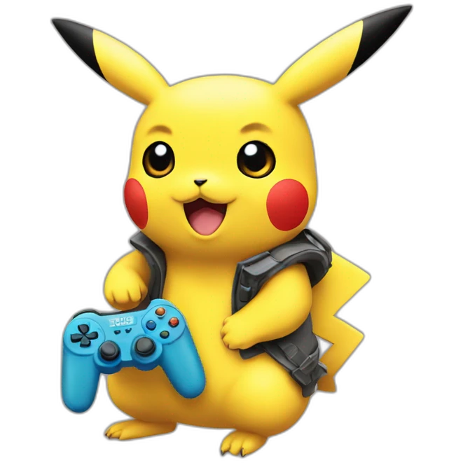 Pikachu with a controller emoji