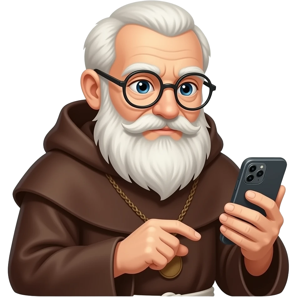 very old Monk looking at phone emoji