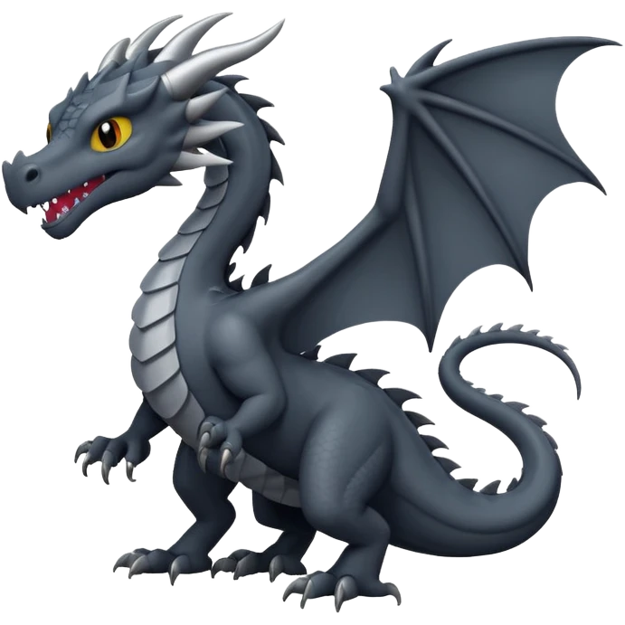 a minimalistic simple dark gray dragon emoji