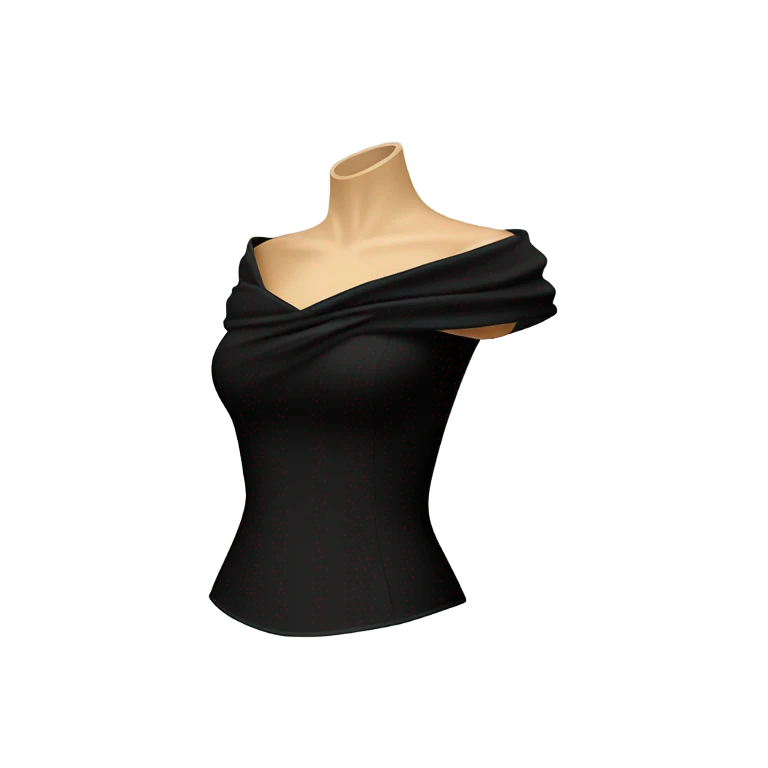 Realistic isolated side view of a black off the shoulder feminine fashion clothing top. emoji