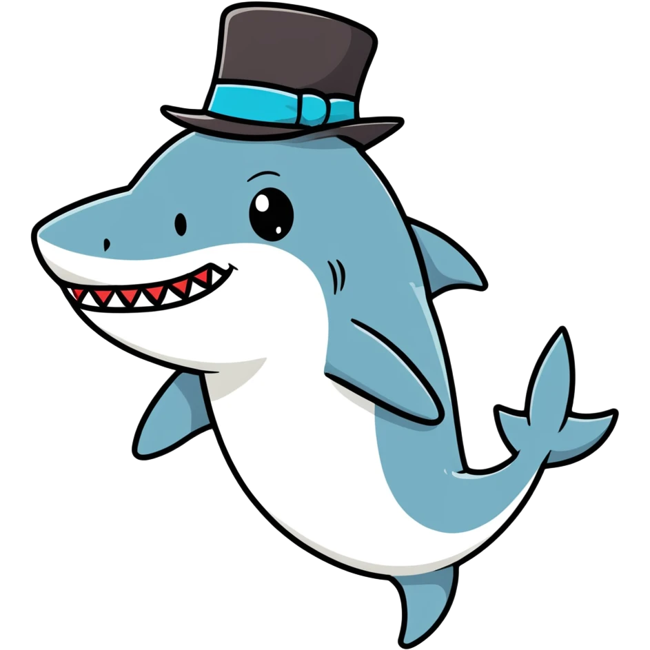 Shark with a top hat emoji