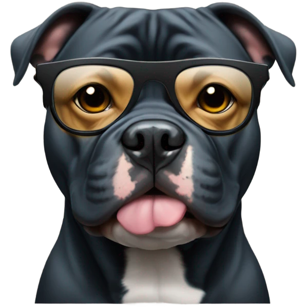 Black American Bully with tinted glasses emoji