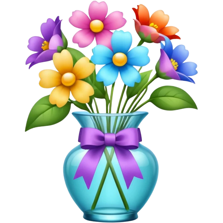 flower in a vase with decorative ribbon emoji