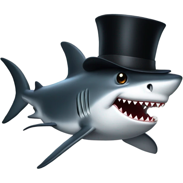 Shark with a top hat emoji