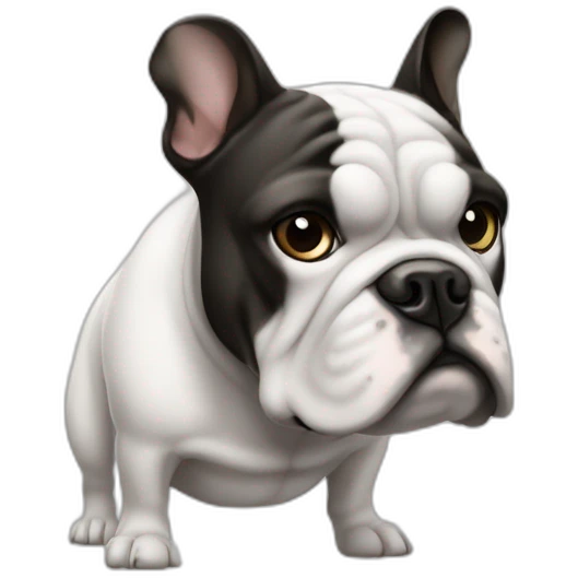 Bulldog frances cafe blanco y negro emoji