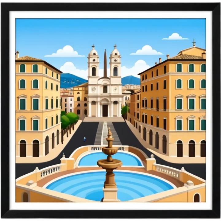 piazza di spagna with barcaccia view from up above
no square style no frame png style 
no squared only building emoji