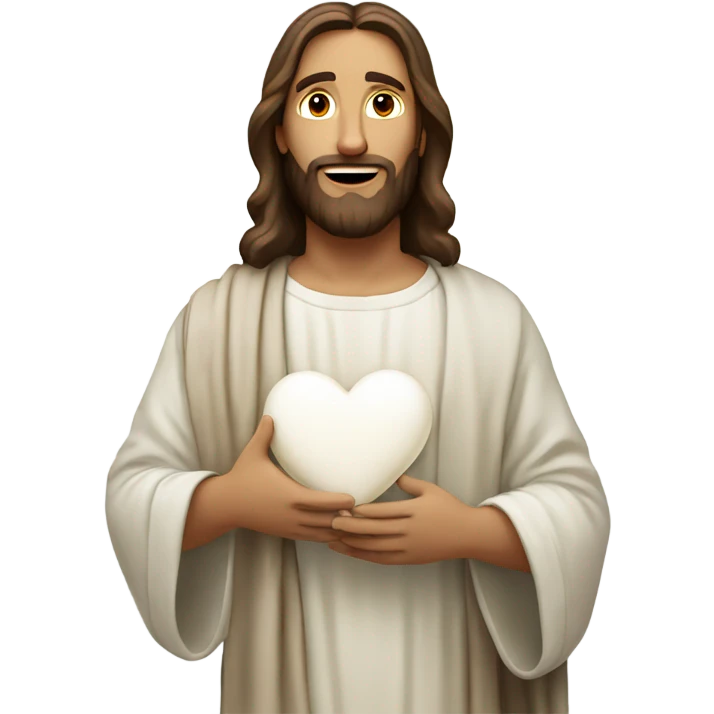 Jesus holding a white heart  emoji