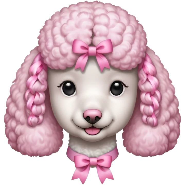 poodle blanco con listones rosados en las orejas  emoji