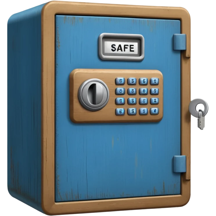 wooden rectangle safe locker keypad with a blue small screen emoji