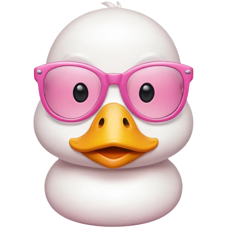 white duck with pink glasses emoji