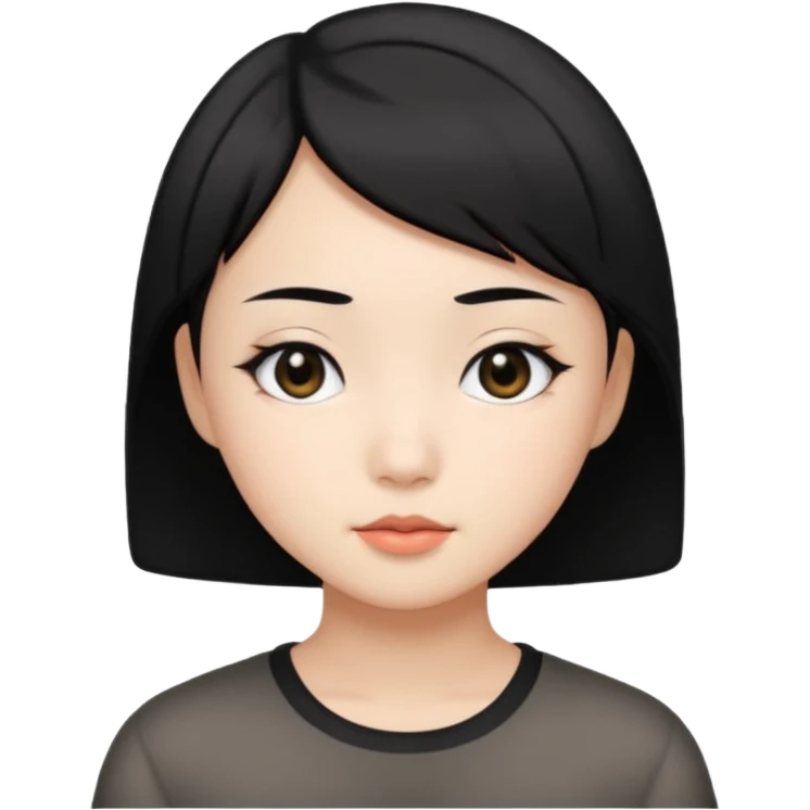 Asian pretty girl with black color short hair and black eyes emoji