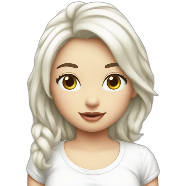 Fille blanche avec t shirt hello kitty emoji