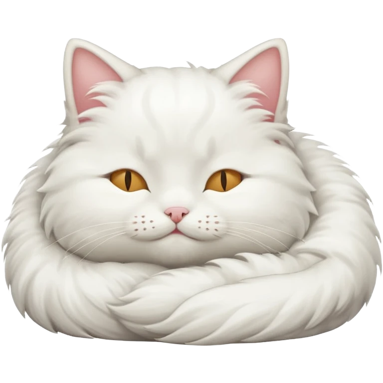 a cute white cat laying down sleeping  emoji