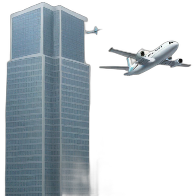2  skyscraper and a plane in the background emoji