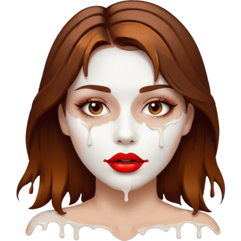 Brown Hair, Woman, white paint drip, face, hot, Sexy, lips emoji