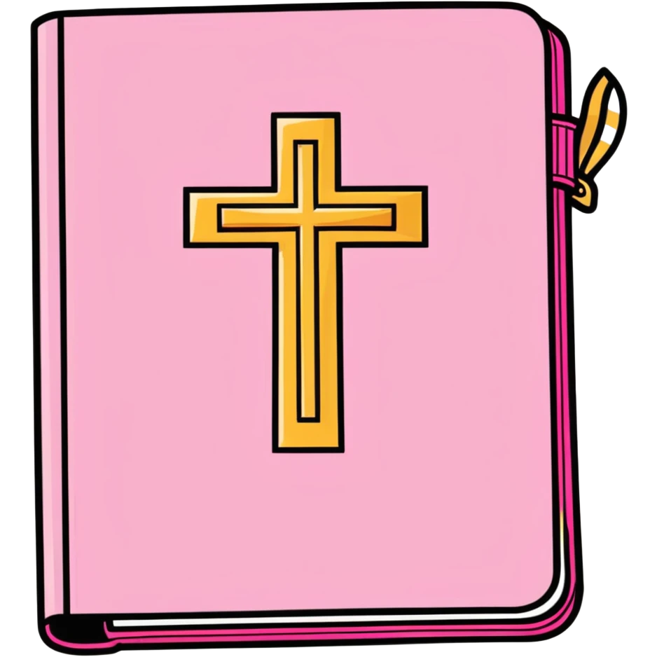 Pink bible with golden cross on the front emoji