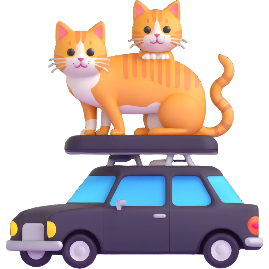 a cat on top of a car emoji