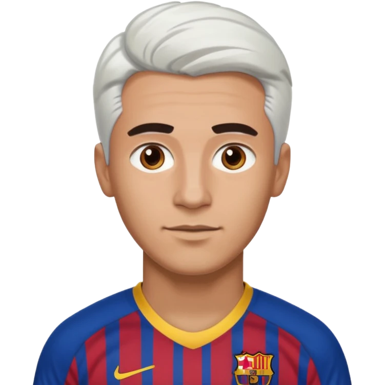 araujo футболист с белыми волосами и коричневыми бровями  в футболке барселоны emoji