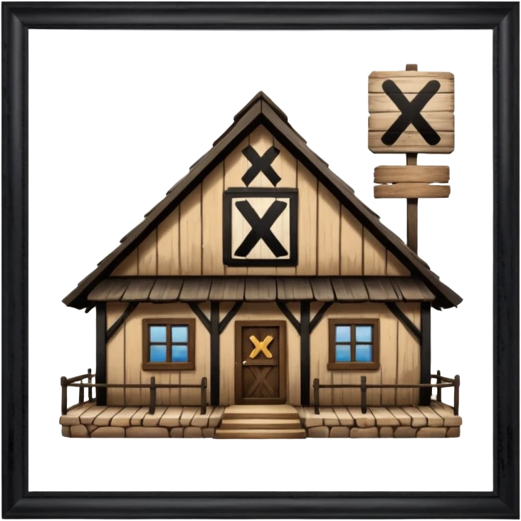 an inn with a big X on it emoji