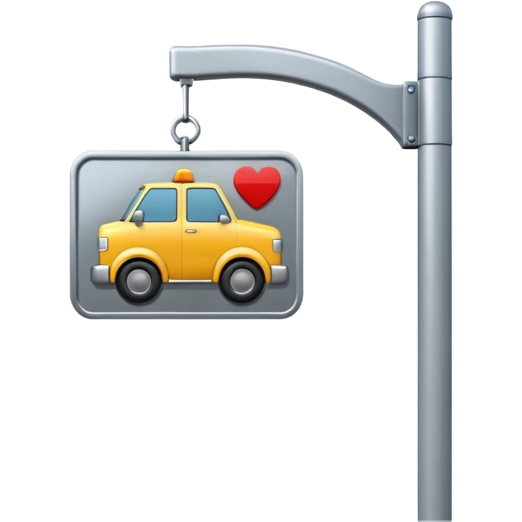 A 3D cartoon street sign showing a towing symbol, on a metal pole, clean background, Memoji-style rendering. emoji