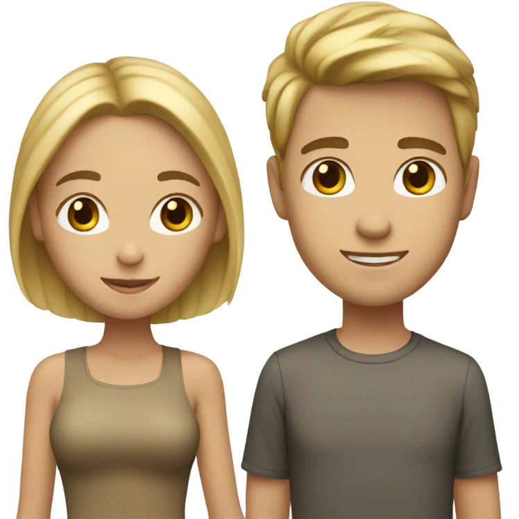 Couple with a withe boy brown hair and blonde girl emoji