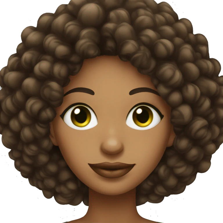 mujer afro cabello cafe ojos verdes emoji