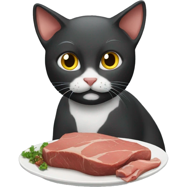 Cat eating meat emoji