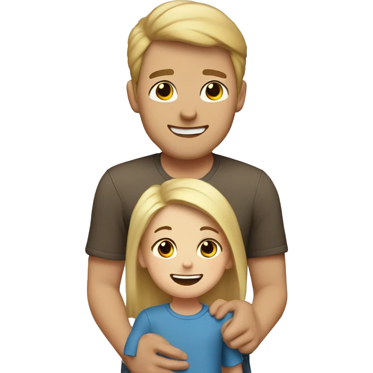 happy family dad with brown hair with blonde mom and blonde baby boy emoji
