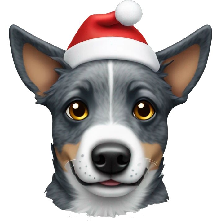 Blue Heeler Dog in Santa hat emoji